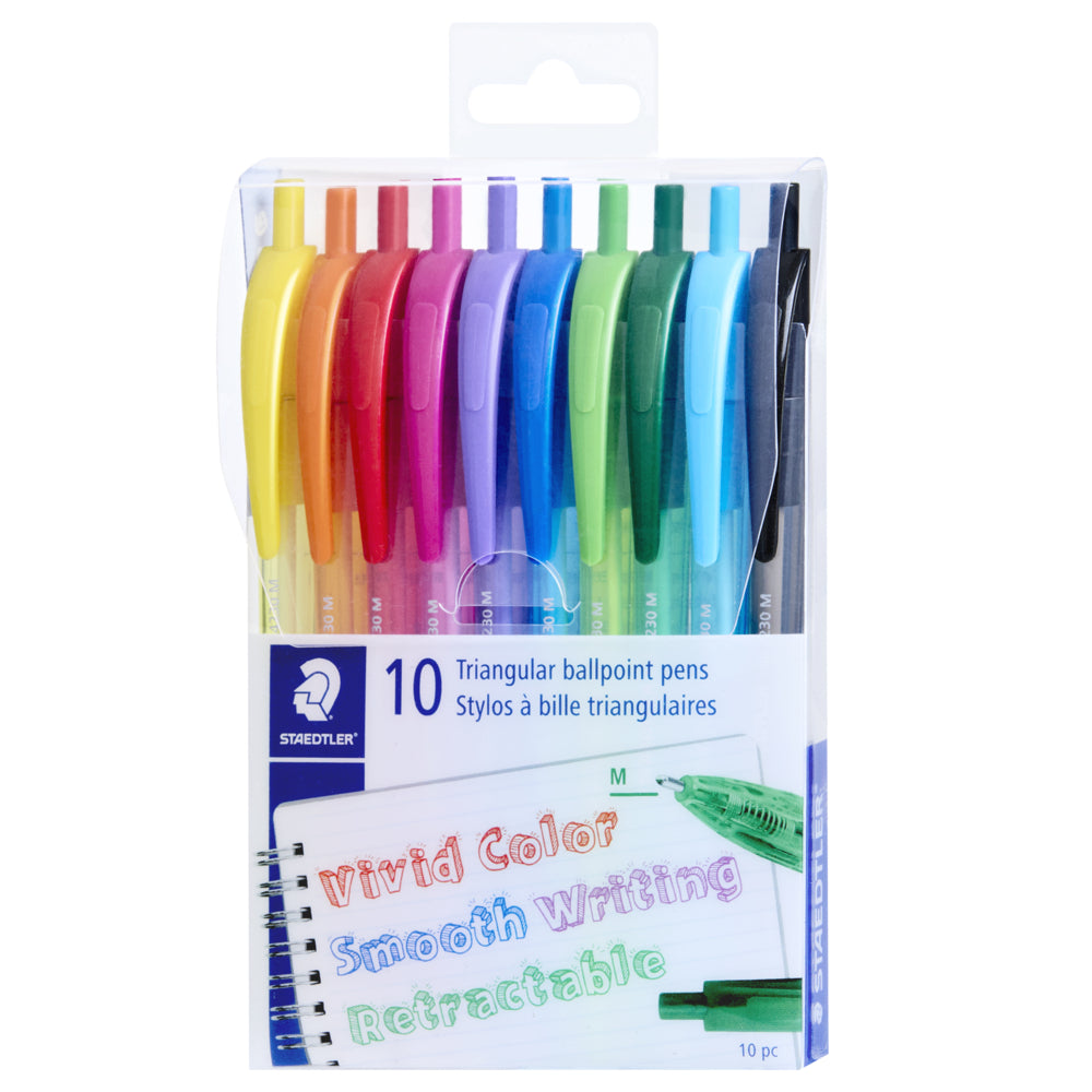 Staedtler Triangular Ball Pen - Assorted Colours - 10 Pack