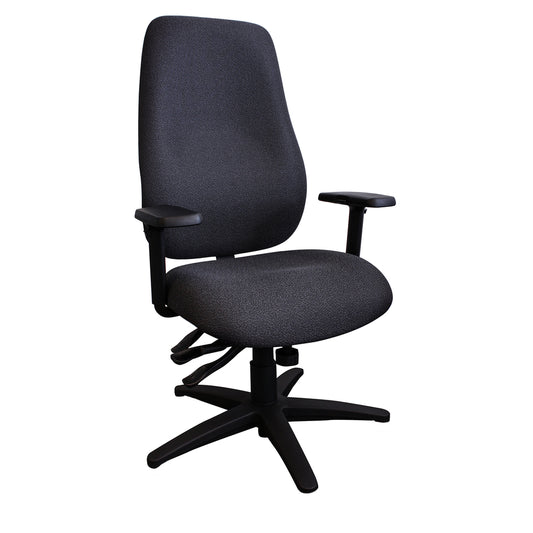 Fauteuil multi-bascules Horizon Cierra Series à dossier haut avec accoudoirs en T (roulettes non incluses) - Tissu - Noir