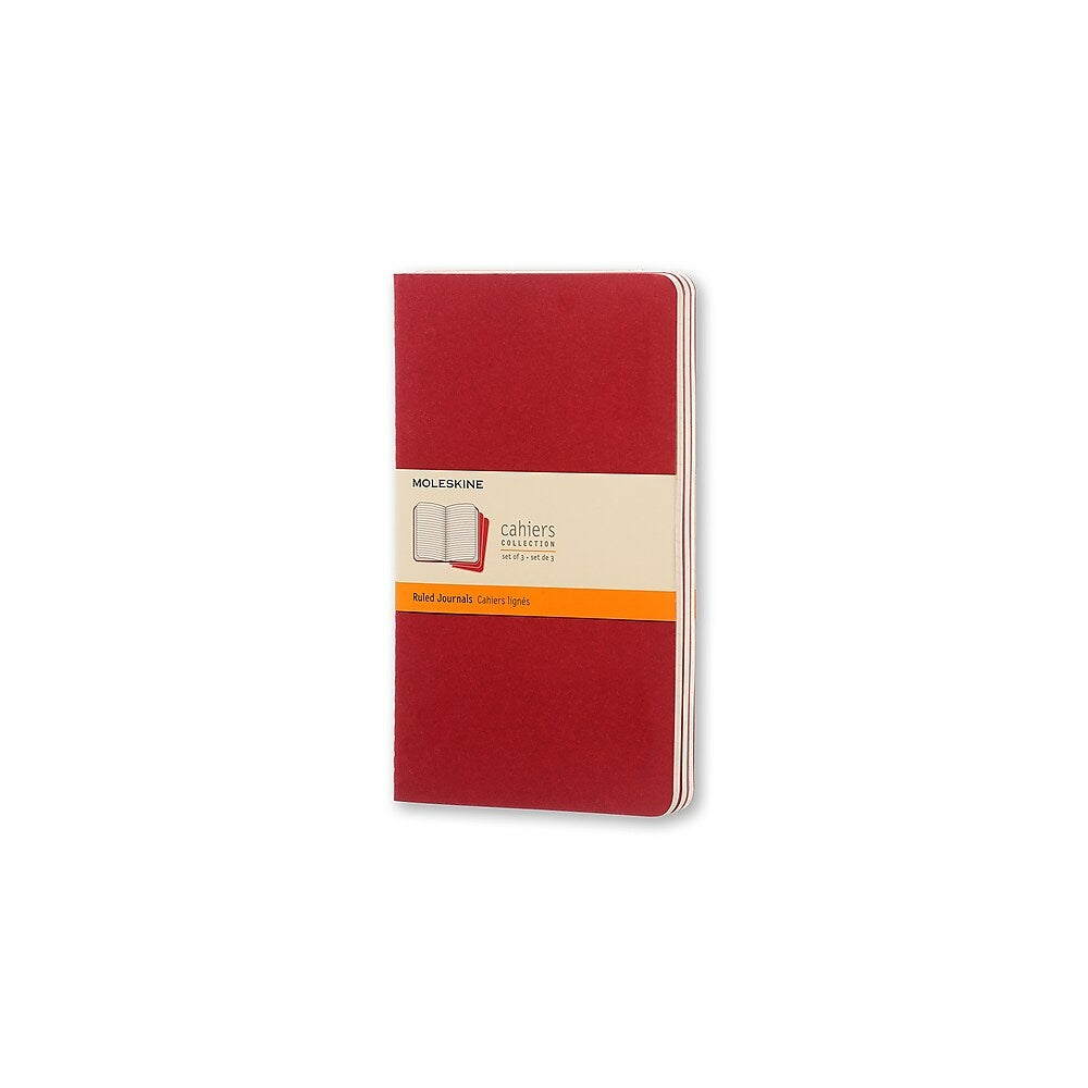 Journal ligné Moleskine - 12,7 x 21 cm - Rouge canneberge - Lot de 3