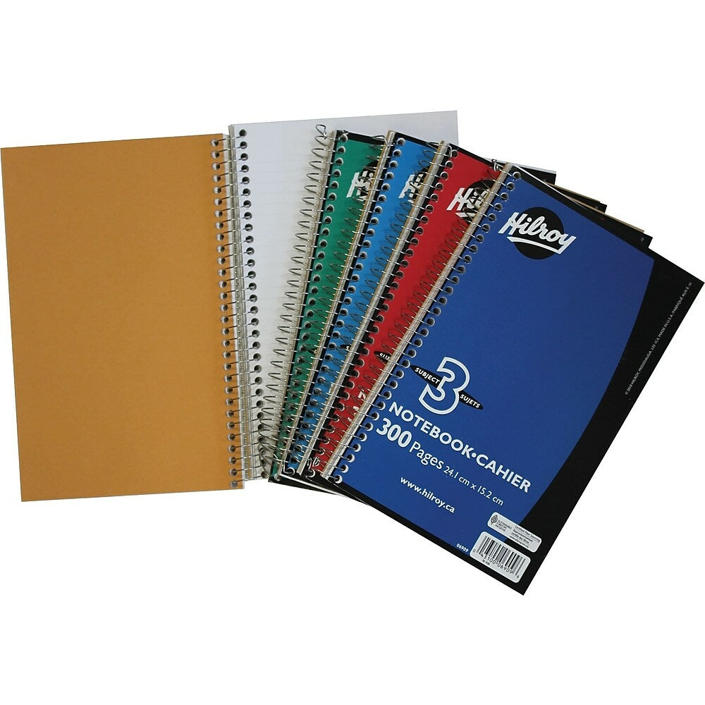 Cahier Hilroy 3 sujets, 9-1/2" x 6", couleurs assorties, 300 pages