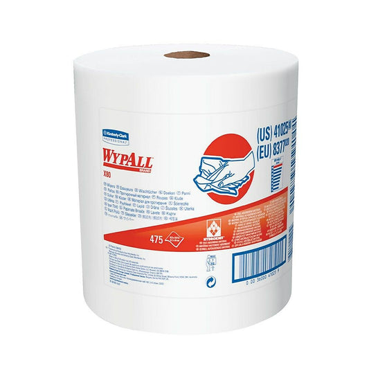 Pro X80 PREMIUM SHOP TOWEL JUMBO ROLL - 12.5" x 13.4" - White - 475 Sheets Pack
