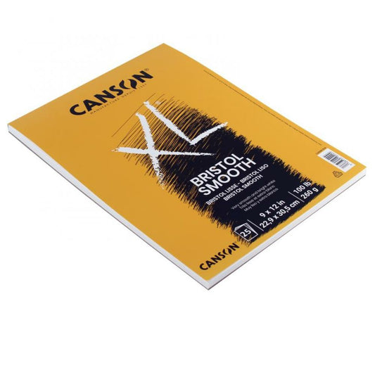 Canson XL Bristol Smooth Pad, 9"x12", 100lb/260g., 25 Sheets