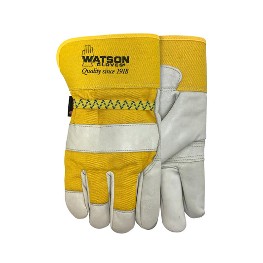 Watson Gloves Puff Daddy Sherpa Lined Cowhide Leather Gloves - Large - Yellow/Beige