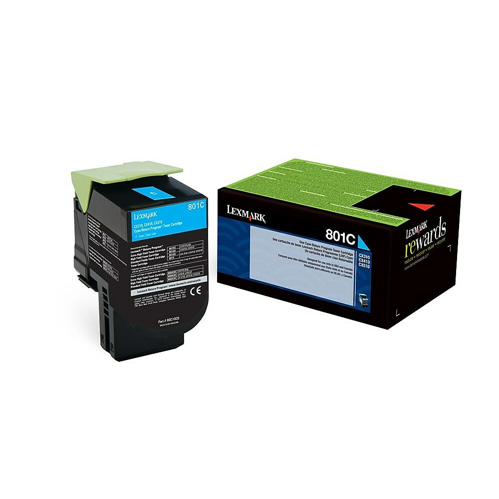 Cartouche de toner cyan Lexmark 801C (programme de retour) (80C10C0)