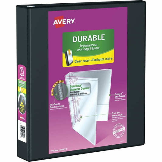 Avery Durable View Binder, 1-1/2" Sized Slant D Rings, Black, (17021)