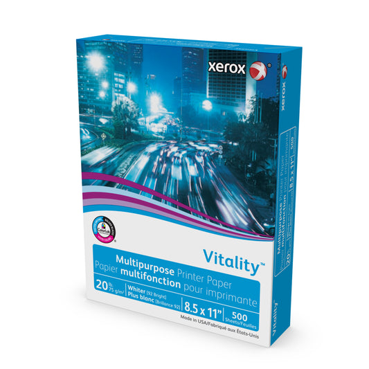 Papier d'imprimante multifonction Xerox Vitality - 20 lb - 8 1/2" x 11" - 500 feuilles