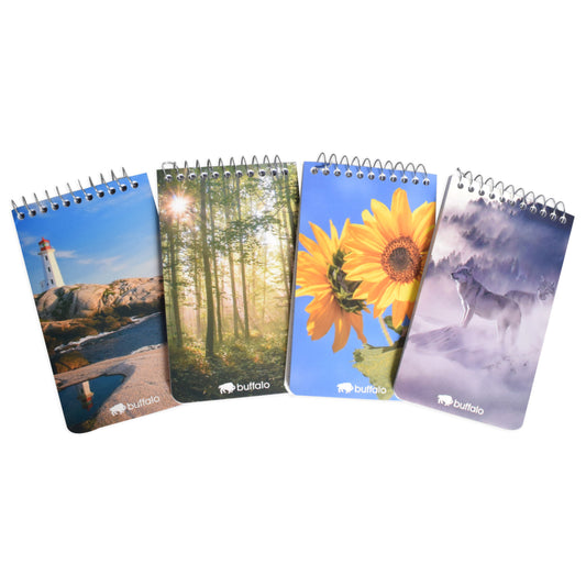 Buffalo Top Coil Ruled Memo Book - Assorted Design - 3" x 5" - 120 Pages