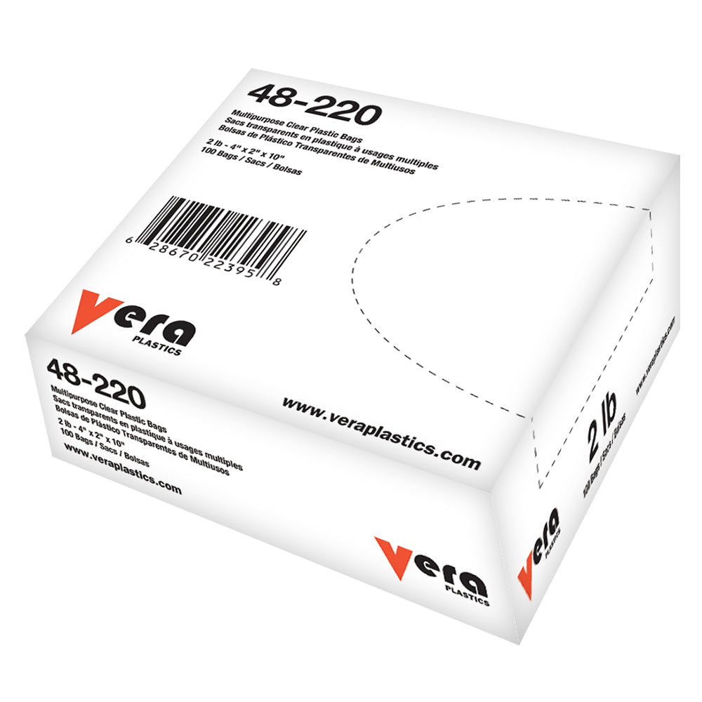 Ronco Vera Plastic Pound Bags - 4" W x 2" D x 10" L - 100 Pack