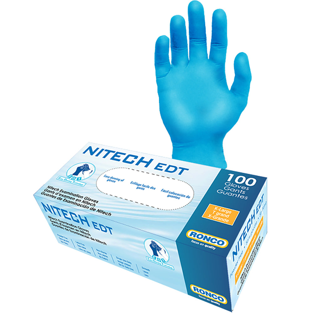 Gants d'examen Ronco Nitech - Bleu - Taille XL - Paquet de 100