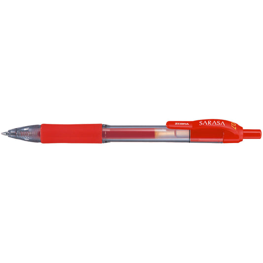 Stylo à encre gel rétractable Zebra Sarasa - Pointe moyenne - 0,7 mm - Encre rouge