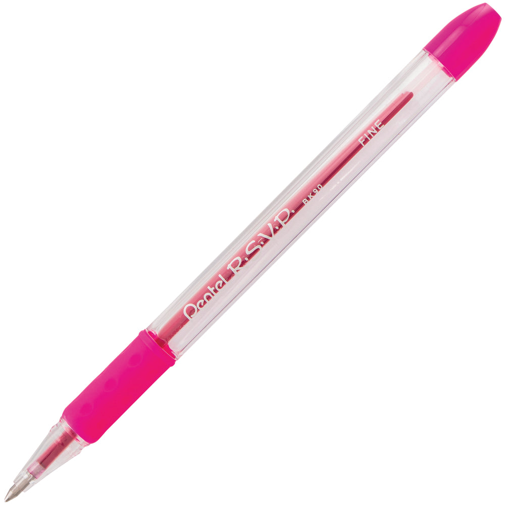 Stylo à bille Pentel RSVP - Pointe fine - 0,7 mm - Rose