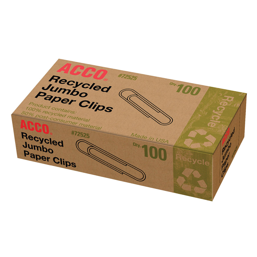 Trombones recyclés lisses ACCO - n° 4 - 2" - Argent - Paquet de 1000