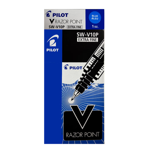Pilot V Razor Point Marker Pen - Extra Fine Point - 0.8 mm - Blue - 12 Pack