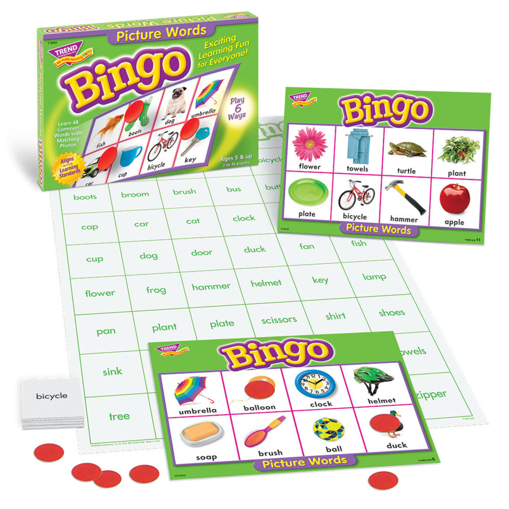 Jeu de bingo TREND avec mots illustrés