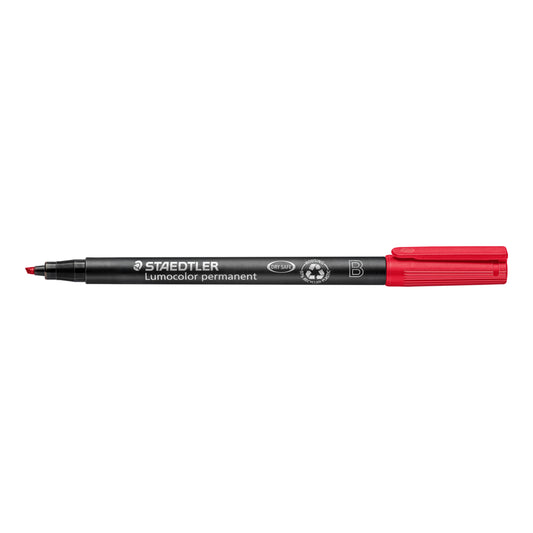 Marqueur permanent Staedtler Lumocolor Dry-Safe - Pointe biseautée large - Rouge