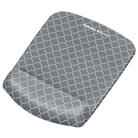 Tapis de souris/repose-poignet Fellowes PlushTouch, treillis gris (9549702)