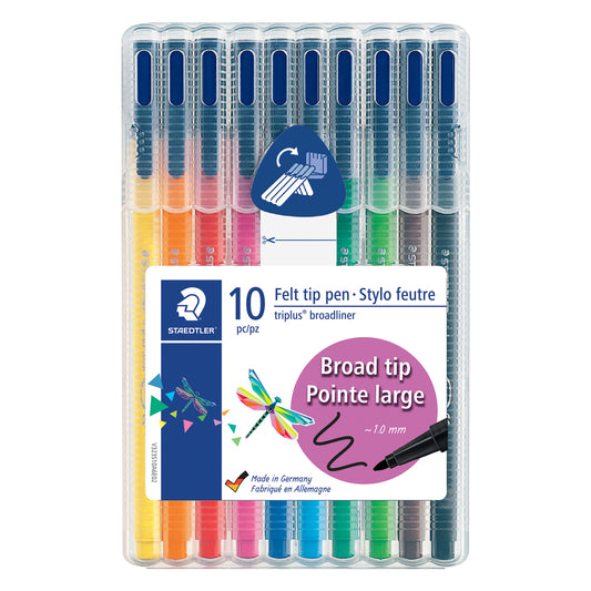 Stylos Staedtler Triplus Color Broadliner - Couleurs assorties - Lot de 10