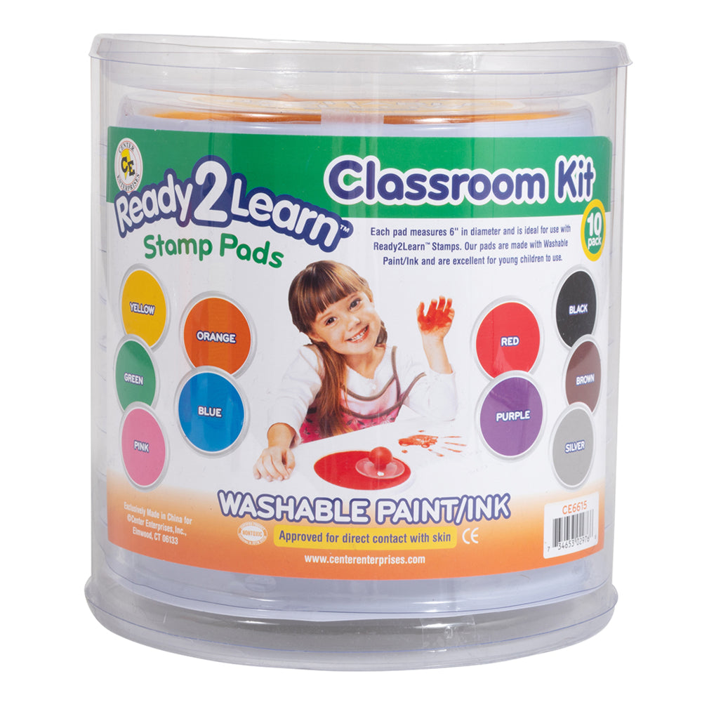 Ready 2 Learn Jumbo Circular Washable Stamp Pads - Classroom Kit - 10 Pack