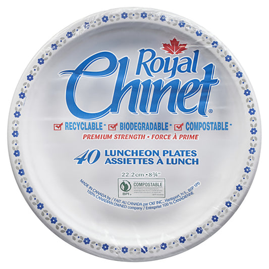 Assiettes en papier Royal Chinet en fibres de pulpe naturelles – 8-3/4 po de diamètre – Paquet de 40
