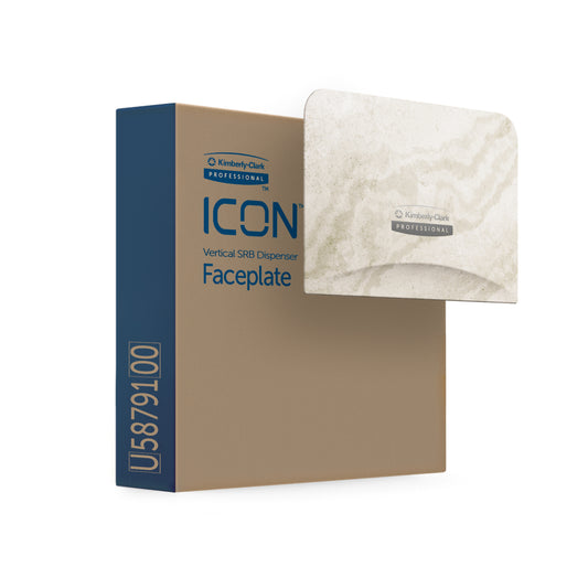 Face avant Kimberly-Clark ICON - Design marbre chaleureux - pour distributeur de papier toilette standard sans mandrin, 2 rouleaux verticaux