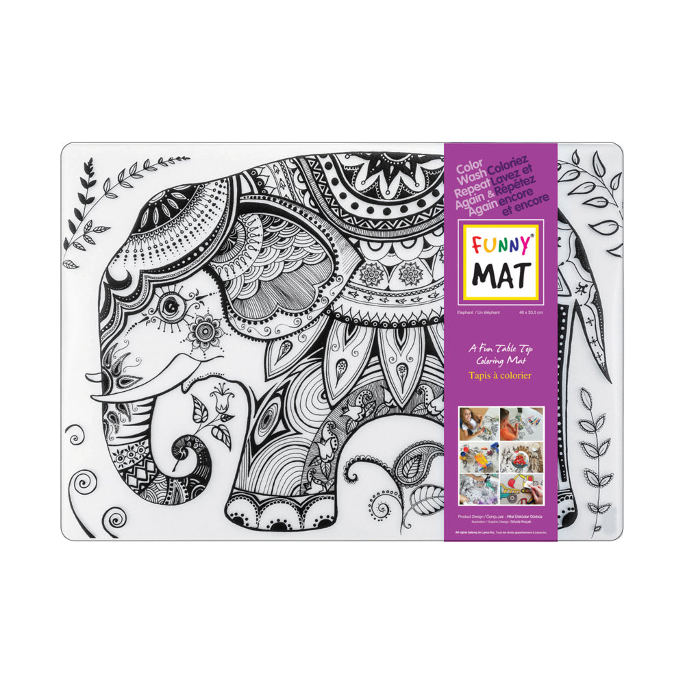 Funny Mat Table Top Colouring Mat - 19" L x 13" W - Elephant