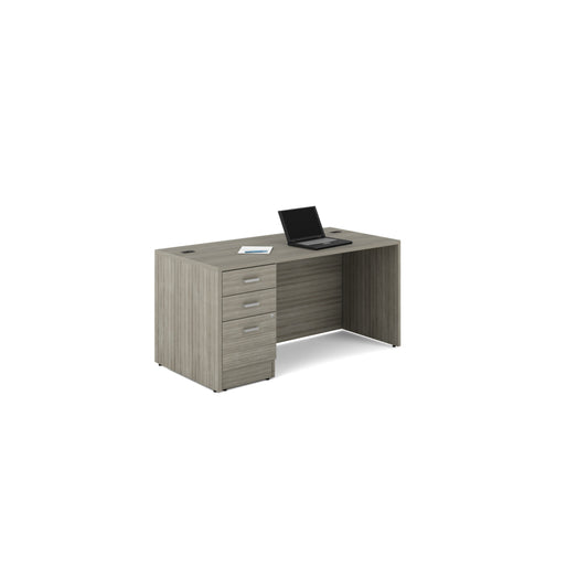 Offices to Go Newland Single Pedestal Desk - 3 Drawer - 60" x 30" - Light Grey