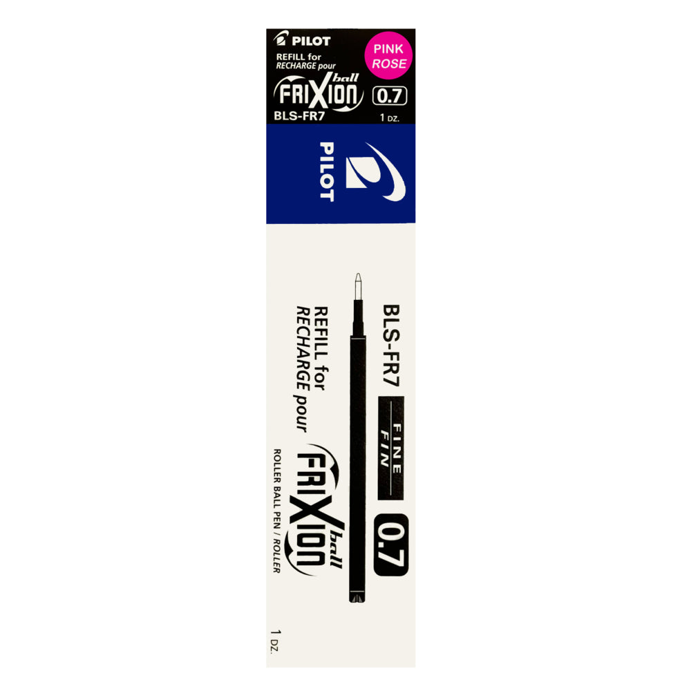Recharges de stylos à encre gel effaçable Pilot Frixion pour Frixion Ball et Ball Clicker - Pointe fine - 0,7 mm - Rose - Lot de 12