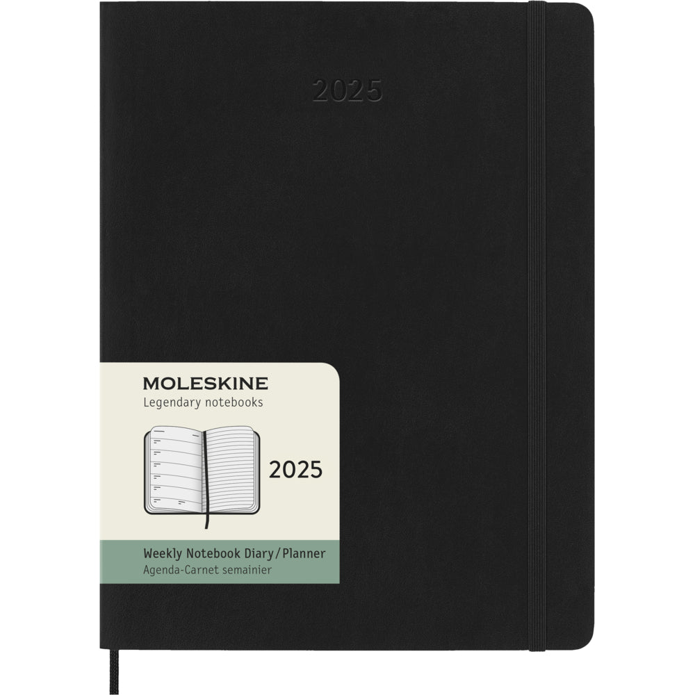 Moleskine 2025 Weekly Extra Large Soft Cover Planner - 7.5" x 10" - Black