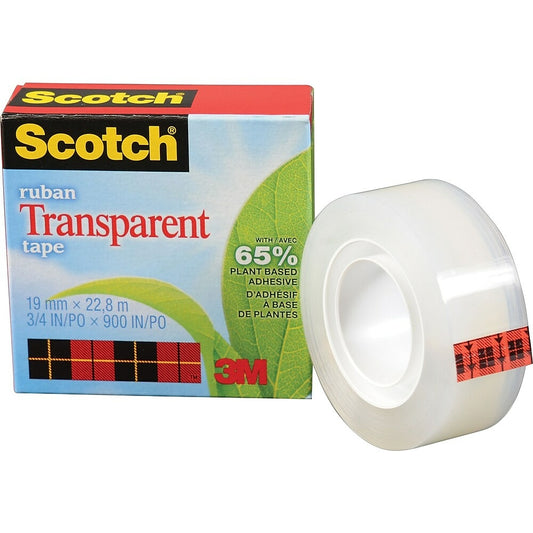 Scotch Plant Based Transparent Boxed Tape, 19mm x 22.8m, 2/Pack