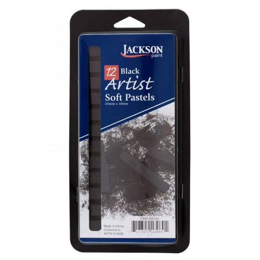 Jackson Pastel Sketch Stick, Black, Set of 12