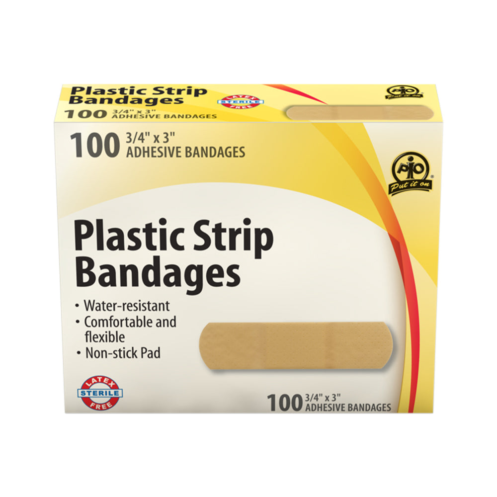 Wasip Plastic Strip Bandage - 100 Pack