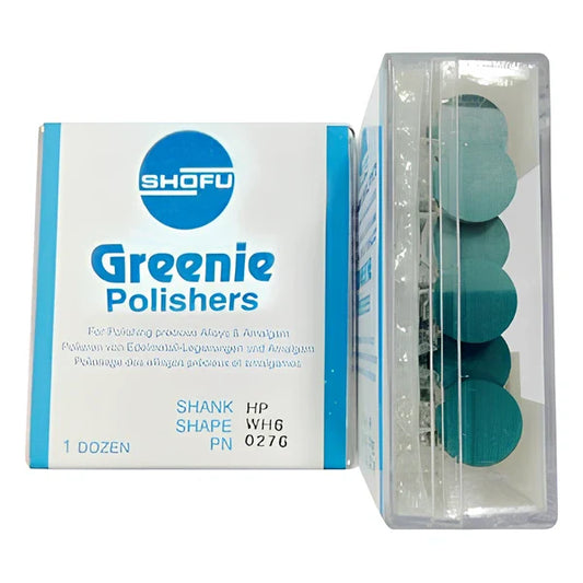SHOFU HP GREENIE Silicone Polisher (12-Pack) – High-Gloss Polishing for Metal Restorations
