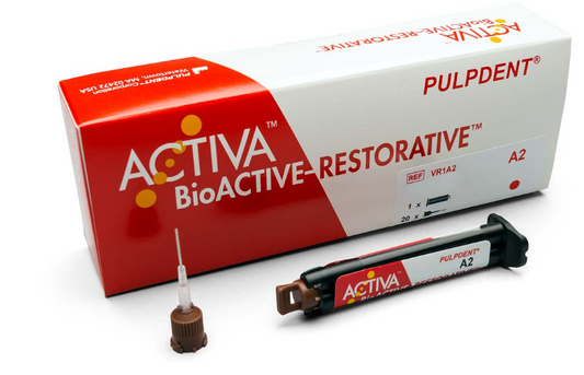 Pulpdent ACTIVA BioActive Restorative #VR1A2 5 ml/8 g seringue + 20 embouts automix avec canule métallique pliable de calibre 20