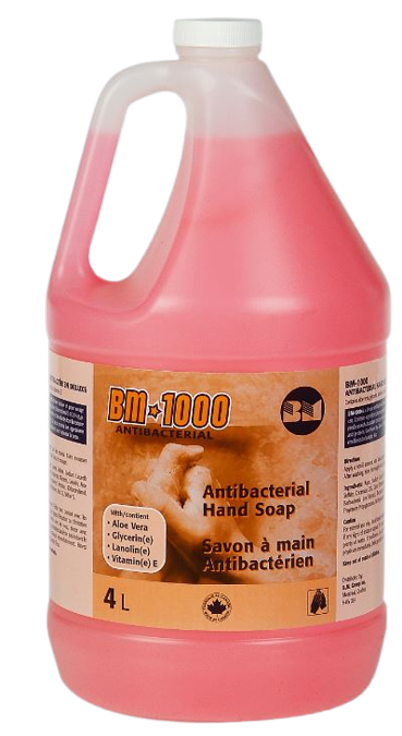 Savon liquide antimicrobien de luxe BM-1000 pour les mains, 4 L