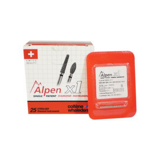 ALPENx1, cône à bout rond, paquet de 25, fin/moyen/grossier/super grossier (Coltene)