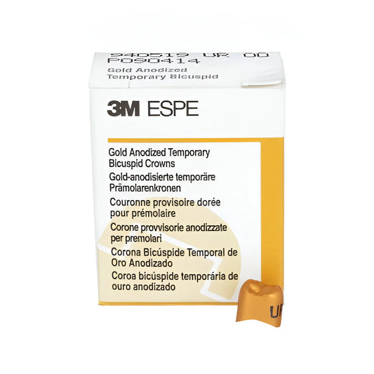 SOLVENTUM (3M) Gold-Anodized Temporary Bicuspid Crowns (Multiple Sizes & Quads)