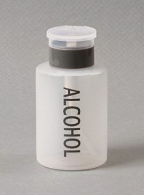 DISTRIBUTEUR D'ALCOOL 9 oz TRANSPARENT AVEC COUVERCLE EN PLASTIQUE BLANC