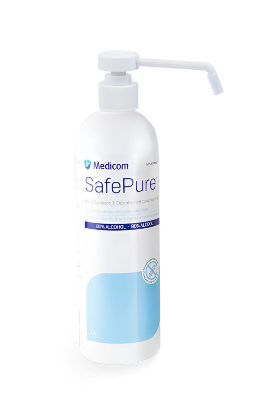 Désinfectant liquide pour les mains Medicom Safepure 80 % (bouteille de 1 L avec pompe de pulvérisation)