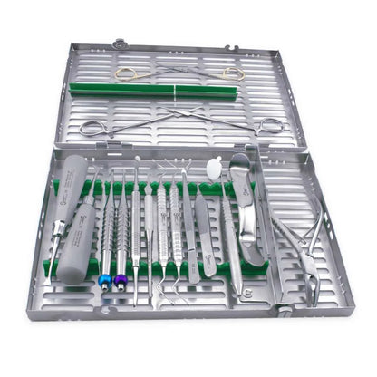 Oral Surgery Instrument Cassette Compact: 10 Instruments, 2 Elevators, 2 Hinged, 203 x 280 mm