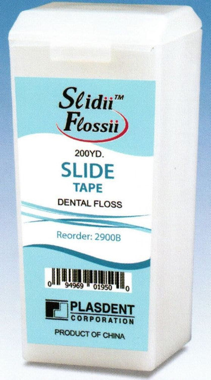 Plasdent Floss Slidii Flossii Unflavored Tape Refill 200 Yards/Roll in Dispenser