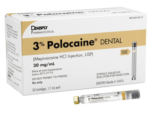 Dentsply POLOCAINE 3% Plain Bx 50x1.8ml Glass carp. #63315-1