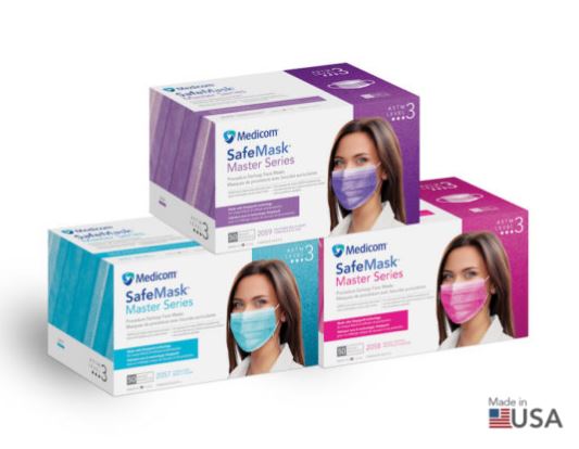 MASQUES FACIAUX DE PROCÉDURE À BOUCLES D'OREILLE SAFEMASK MASTERSERIES L3 (MEDICOM)