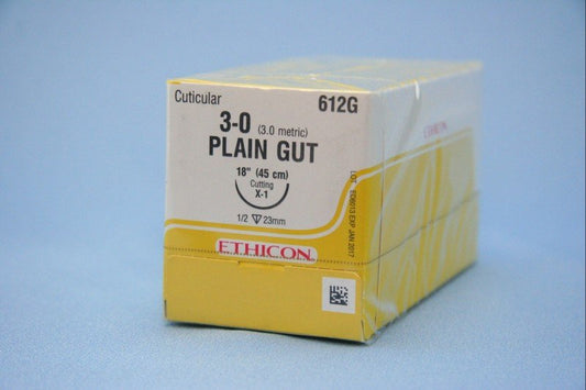 SUTURE #612G Ethicon 3/0 Plain Gut X-1 Bx 12