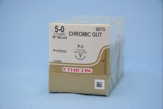 SUTURE #687G Ethicon 5/0 Gut Chromic P-3 (12)