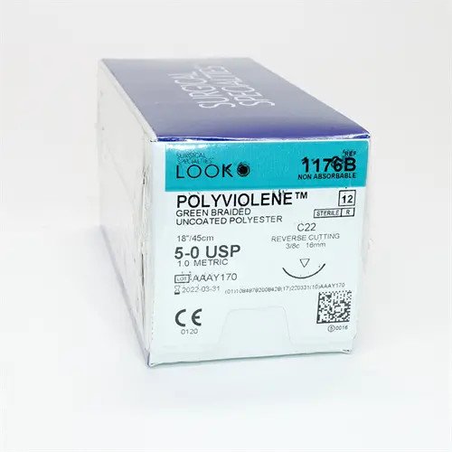 SUTURE LOOK 1176B 5/O VERT-POLY C22 45 cm Bte/12