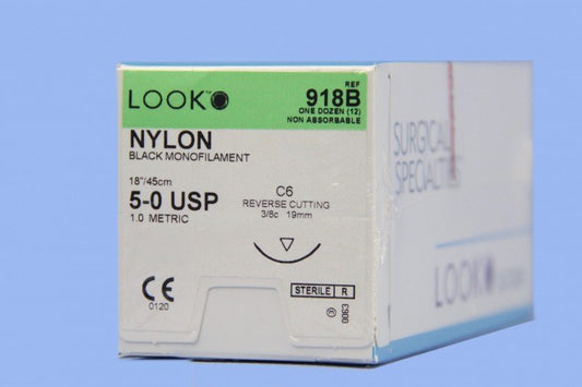 SUTURE LOOK 918B NYLON Noir MONO.5/O 18" C6 Bx/12