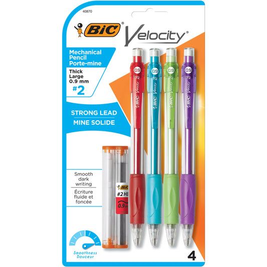 BIC Velocity #2 HB Mechanical Pencils - 0.9mm - 4 Pack
