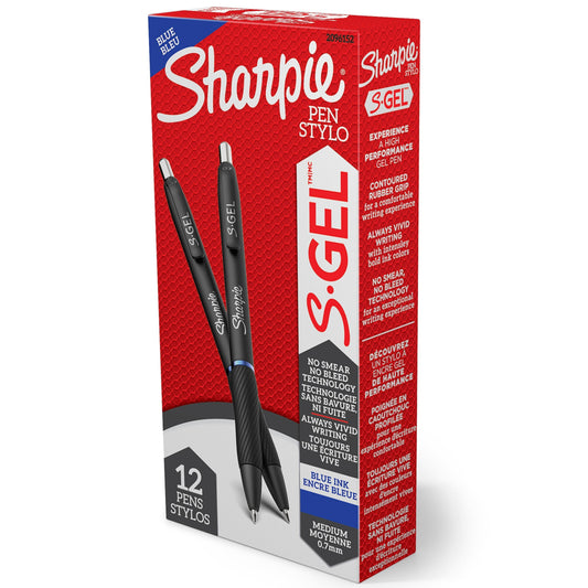 Stylos Sharpie SGel - 0,7 mm - Encre bleue - Lot de 12