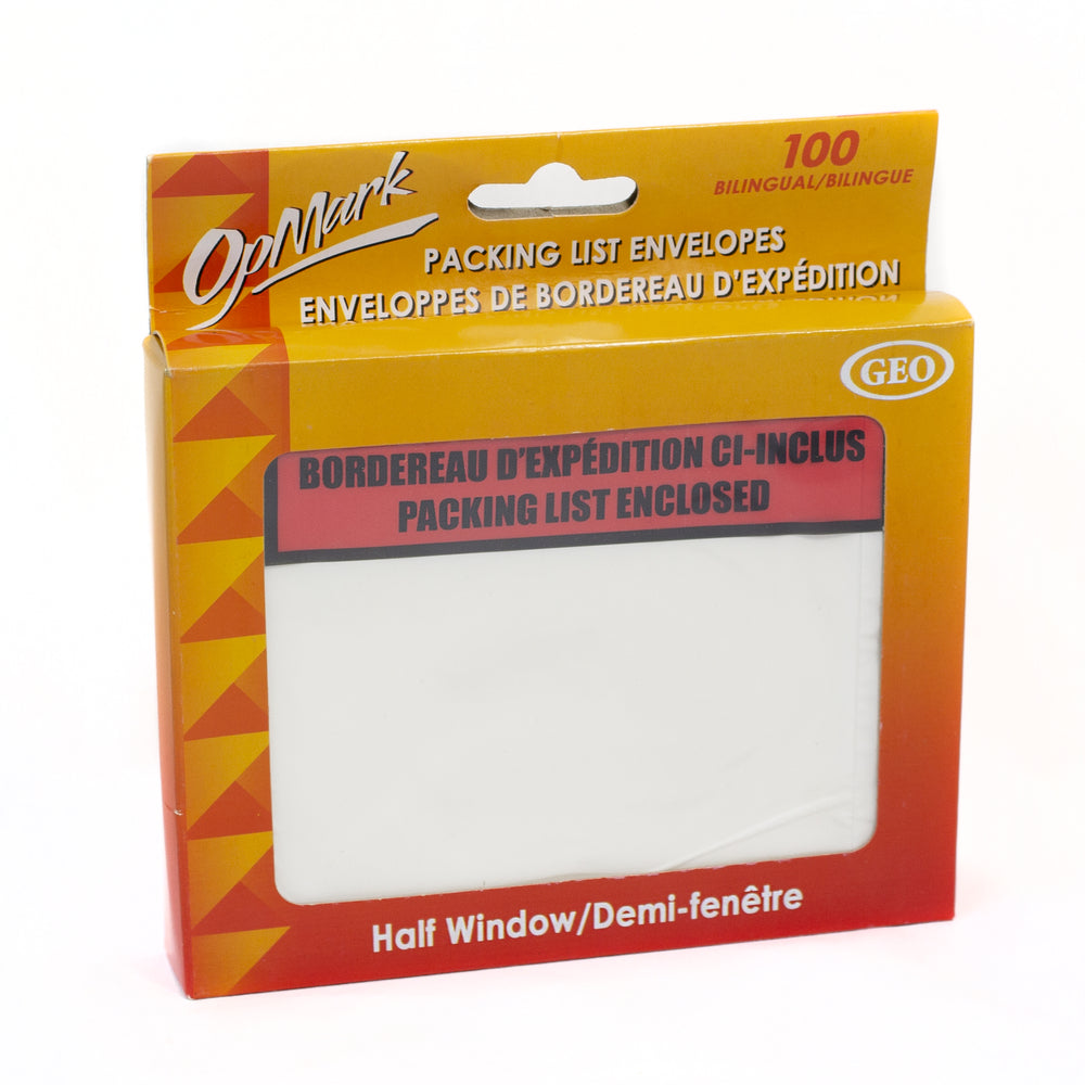 Enveloppes de bordereau d'expédition Geocan à demi-fenêtre - 4-1/2" l x 5-1/2" L - Paquet de 100