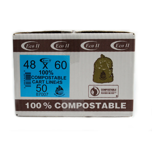 ECO II 100% Compostable Industrial Bags - 48" x 60" - Frosted - 50 Pack